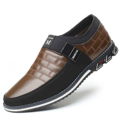 Men's Genuine Leather Slip-On Loafers – Perforated Dress Shoes for Work & Casual Wear