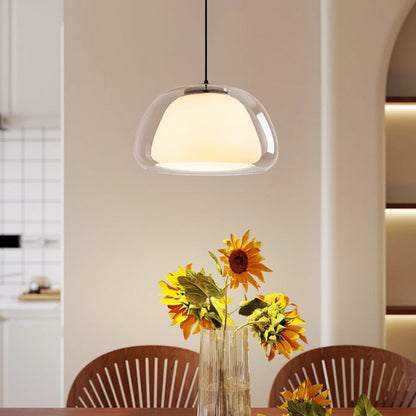 Translucent Globe Hanging Light Fixture Glass Dome Ceiling Lamp for Kitchen Island Dining Room Bedroom Modern