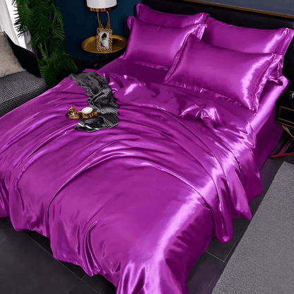 Queen Bedding Set Polyester Satin-Feel Cover for Year-Round Sleep Comfort Machine Washable Wrinkle-Free