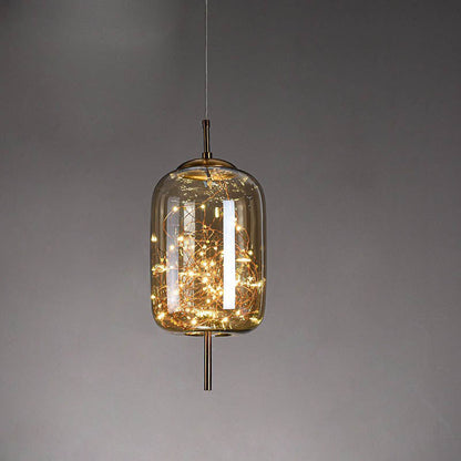 Glass Pendant Light with Adjustable Cord – Modern Minimalist Hanging Ceiling Fixture for Living Room, Bedroom & Dining | LED Ambient