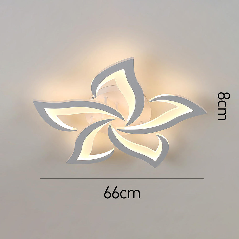 LED Flush Mount Light Fixture with Floral Layered Design for Bedroom, Entryway & Living Spaces | 22 in Black Metal Modern Low Profile Ambien