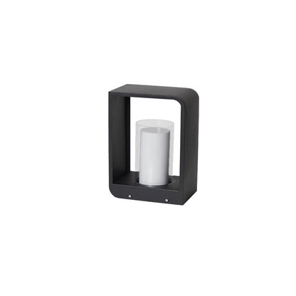Outdoor Cube Post Light Black Steel LED Garden Pathway Stake for Yard Patio Walkway Deck Solar & Hardwired