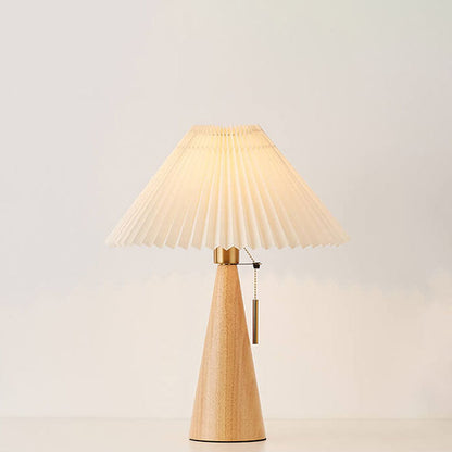 Wood Base Lamp with Fabric Shade E26 Socket for Bedroom Living Room Nightstand Desk Ambient Lighting Modern Asian Style Décor