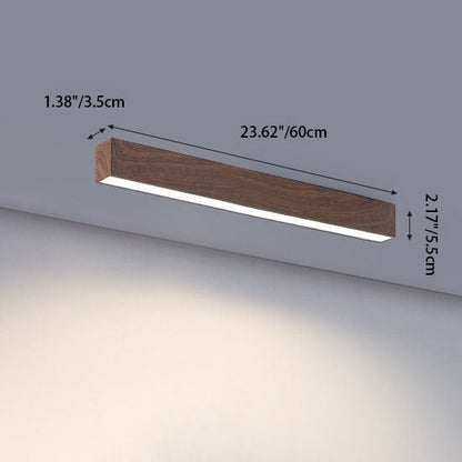 Rectangular Flush Mount LED Fixture 47 Inches Aluminum with Wood Grain Acrylic Diffuser for Dining Room Bedroom Office Natural Warm Minimali