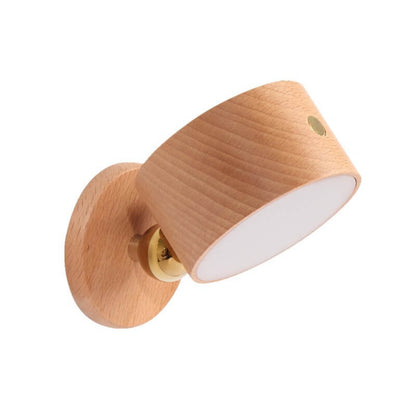 Rechargeable Wood Accent Sconce USB Powered 4W LED for Bedroom Nightstand Reading Corner Minimalist Lighting Wireless Cordless Modern