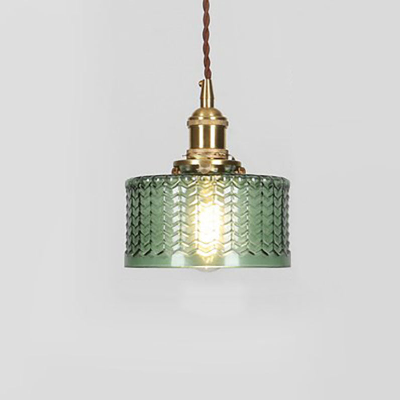 Glass Hanging Fixture with Copper Accent 6 Inches Clear Modern E26 Socket Hardwired Adjustable Drop for Kitchen Dining Room Entry Hallway