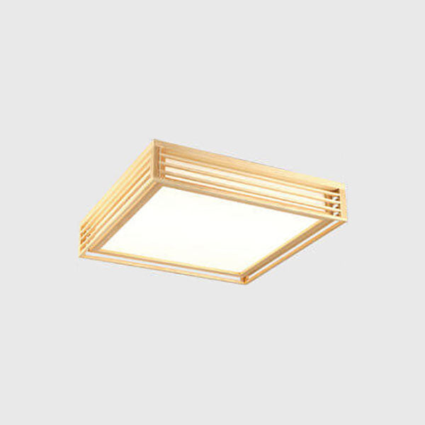 LED Round Ceiling Fixture 14-inch Wood & Acrylic Contemporary Overhead Light for Bedroom Kitchen Bathroom Home Office