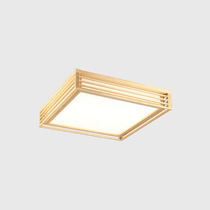 LED Round Ceiling Fixture 14-inch Wood & Acrylic Contemporary Overhead Light for Bedroom Kitchen Bathroom Home Office