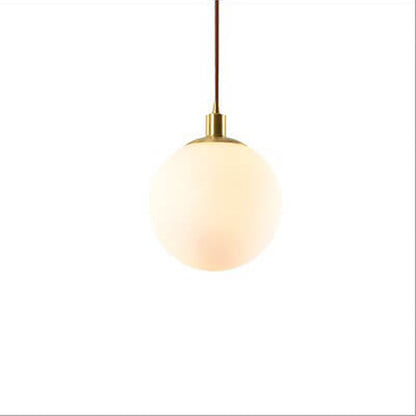 Adjustable Ceiling Pendant with Glass Shade for Entryway, Den, or Sleeping Space - Modern Suspended Fixture in White or Gold - 10 Inch Globe