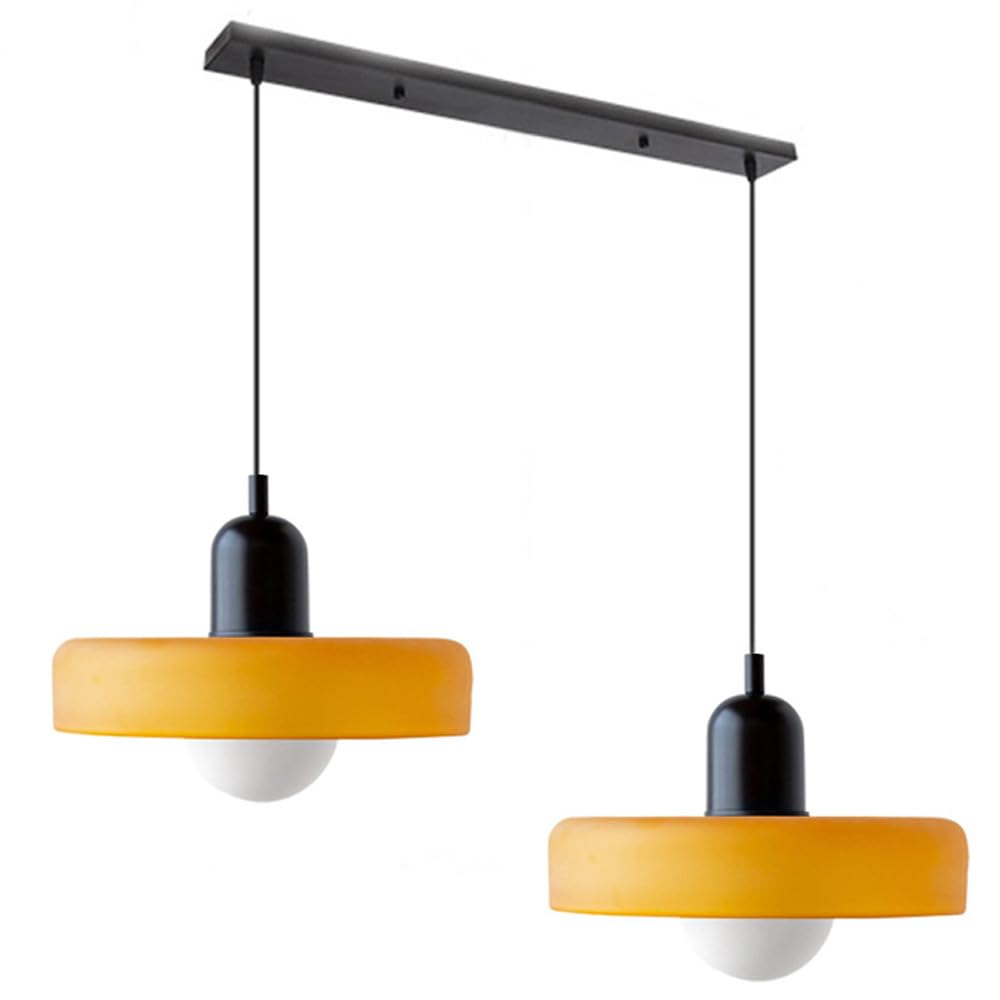 Dual-Shade Glass Hanging Light Fixture G9 Socket 14 Inch Ceiling Mount for Kitchen Island Dining Table Living Room Modern Overhead Lighting