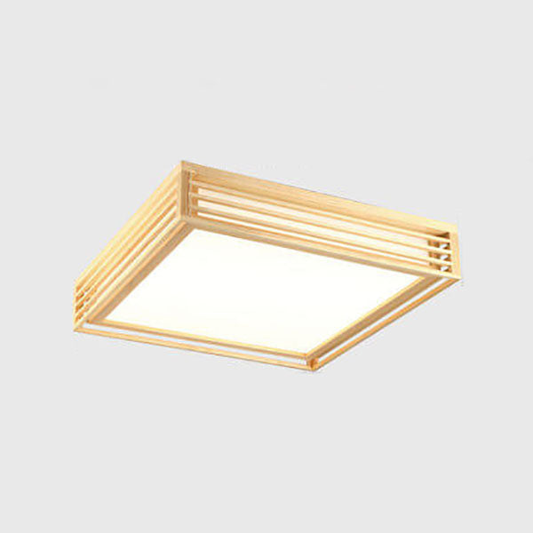 LED Round Ceiling Fixture 14-inch Wood & Acrylic Contemporary Overhead Light for Bedroom Kitchen Bathroom Home Office