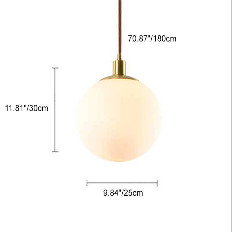 Adjustable Ceiling Pendant with Glass Shade for Entryway, Den, or Sleeping Space - Modern Suspended Fixture in White or Gold - 10 Inch Globe