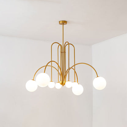 Multi-Pendant Glass Chandelier for Dining Room & Living Room – Adjustable Height Suspension Fixture with LED Bulbs