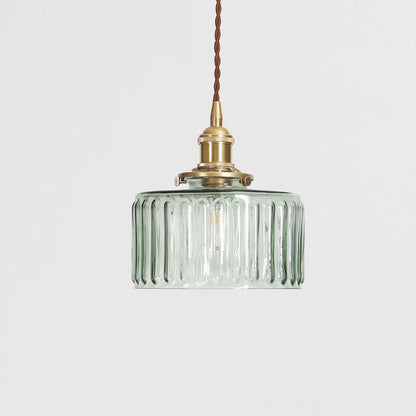 Glass Hanging Fixture with Copper Accent 6 Inches Clear Modern E26 Socket Hardwired Adjustable Drop for Kitchen Dining Room Entry Hallway