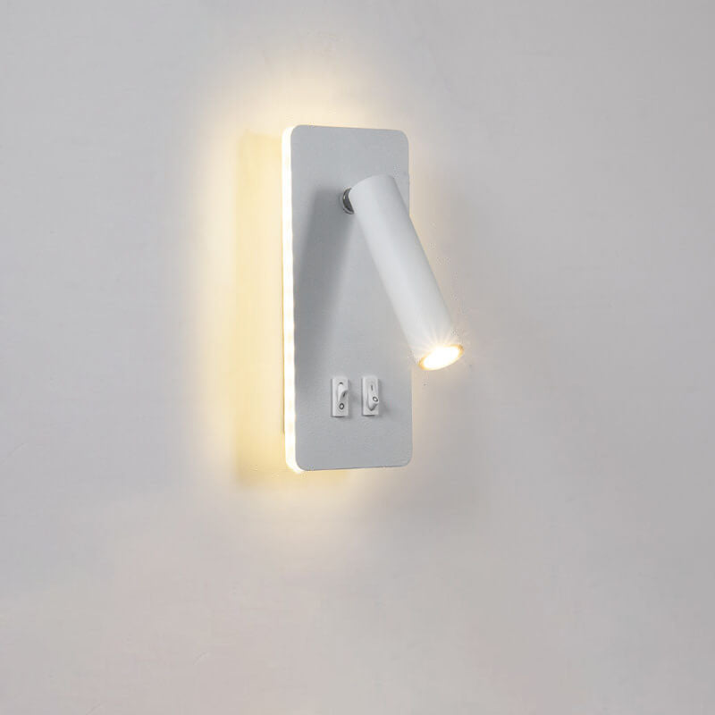 Adjustable LED Reading Sconce 3.3 in Iron Spotlight for Bedroom Hallway Modern Hardwired Task Light Rotatable Arm Wall Fixture Black White