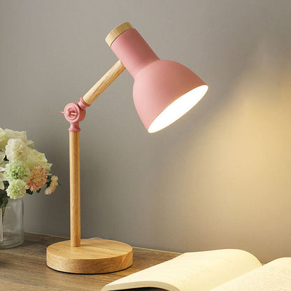 Nordic Wood & Metal Desk Lamp – Modern Minimalist Task Light for Home Office & Study – E26 Socket, Adjustable Reading Light – 5 Stylish