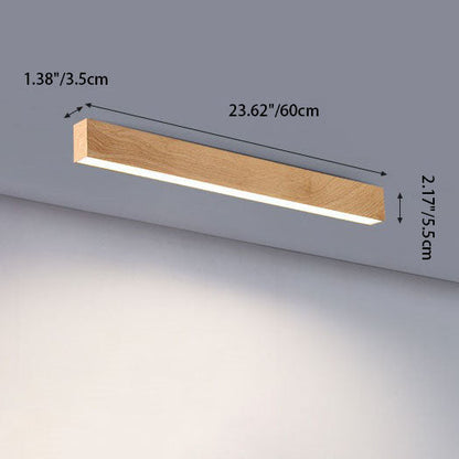 Rectangular Flush Mount LED Fixture 47 Inches Aluminum with Wood Grain Acrylic Diffuser for Dining Room Bedroom Office Natural Warm Minimali