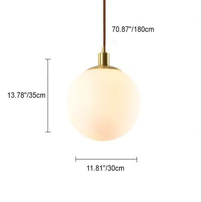 Adjustable Ceiling Pendant with Glass Shade for Entryway, Den, or Sleeping Space - Modern Suspended Fixture in White or Gold - 10 Inch Globe
