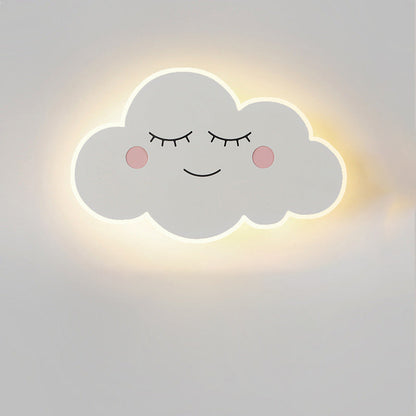 Cloud-Shaped LED Wall Sconce – Modern Metal & Acrylic Light Fixture for Bedroom, Nursery & Living Room – Hardwired White, Pink or Blue