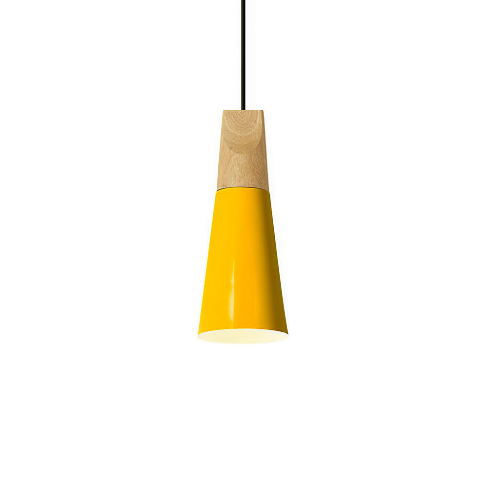 Aluminum & Wood Hanging Lamp E27 Socket Gray Black White Yellow Kitchen Island Dining Table Overhead Fixture Scandinavian Style Modern Minim