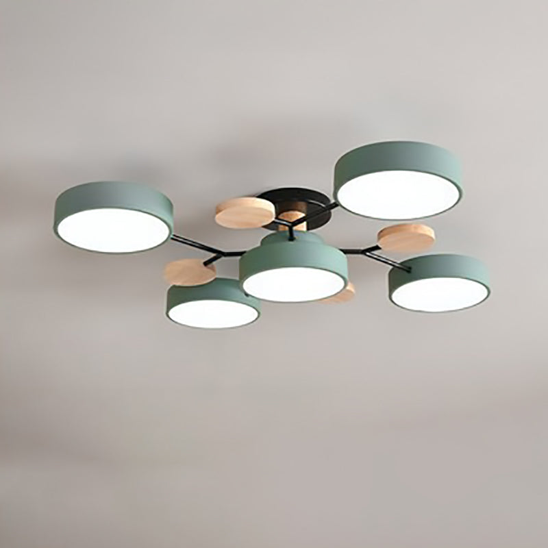 Modern Molecular LED Ceiling Light – Scandinavian Wood & Metal Flush Mount for Living Room, Bedroom & Kitchen