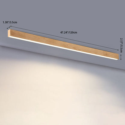 Rectangular Flush Mount LED Fixture 47 Inches Aluminum with Wood Grain Acrylic Diffuser for Dining Room Bedroom Office Natural Warm Minimali