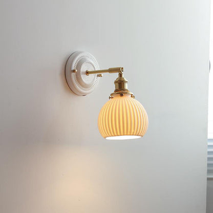 Hardwired Ceramic Sconce with Brass Accent, E26 Socket for Bedroom & Study, 9 in Modern Wall Light