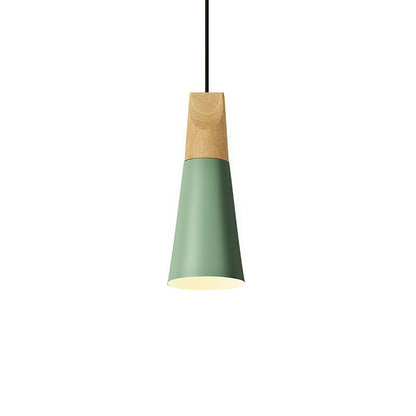 Aluminum & Wood Hanging Lamp E27 Socket Gray Black White Yellow Kitchen Island Dining Table Overhead Fixture Scandinavian Style Modern Minim