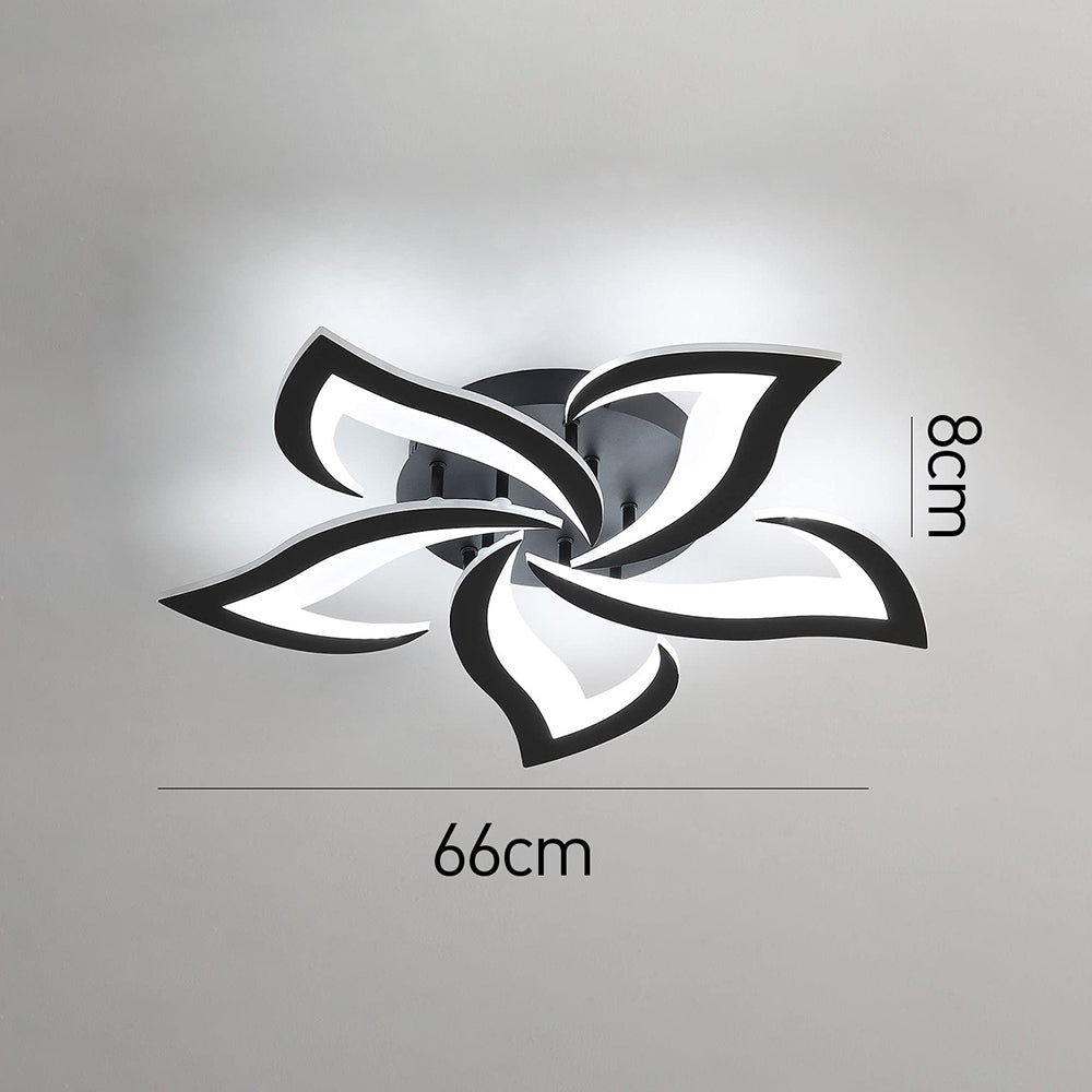 Flush Mount LED Fixture Metal Acrylic Black Layered Floral Pattern for Bedroom Living Room Hallway Contemporary Home Decor Overhead Light