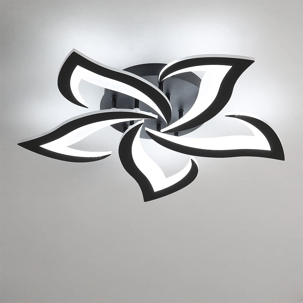 Flush Mount LED Fixture Metal Acrylic Black Layered Floral Pattern for Bedroom Living Room Hallway Contemporary Home Decor Overhead Light