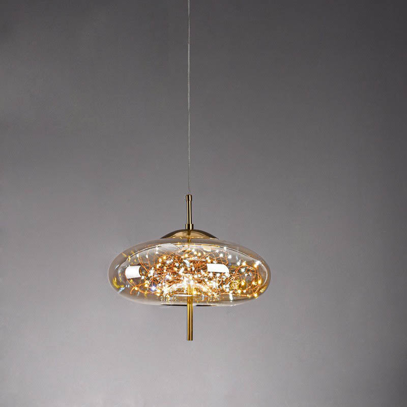 Glass Pendant Light with Adjustable Cord – Modern Minimalist Hanging Ceiling Fixture for Living Room, Bedroom & Dining | LED Ambient