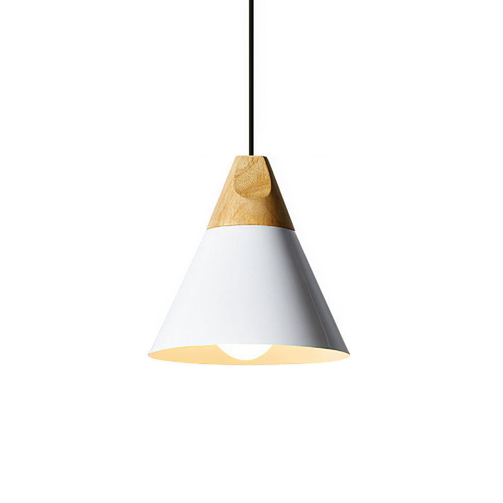 Aluminum & Wood Hanging Lamp E27 Socket Gray Black White Yellow Kitchen Island Dining Table Overhead Fixture Scandinavian Style Modern Minim