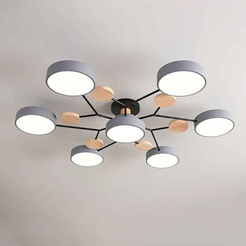 Modern Molecular LED Ceiling Light – Scandinavian Wood & Metal Flush Mount for Living Room, Bedroom & Kitchen
