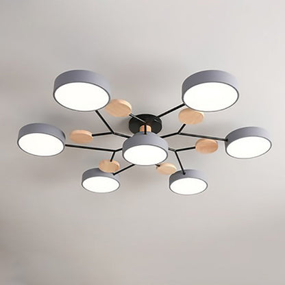 Modern Molecular LED Ceiling Light – Scandinavian Wood & Metal Flush Mount for Living Room, Bedroom & Kitchen
