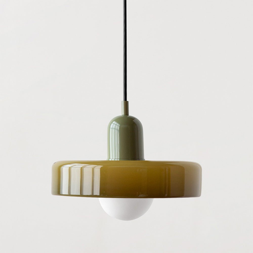 Art Glass Dome Pendant Light Fixture with Adjustable Cord for Kitchen Island Dining Room Bedroom | Modern Round Ceiling Hanging Lamp