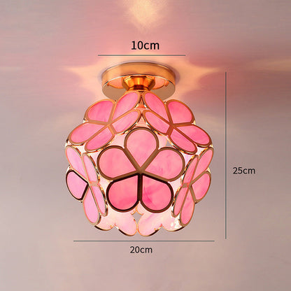 Acrylic Flush Mount Ceiling Light 8 in Gold Floral Fixture Bedroom Hallway Living Room Compact Small Space Decorative E26 Base Warm Glow