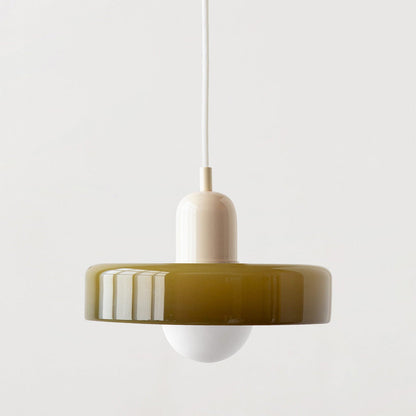 Glass Pendant Light with Adjustable Cord & Warm Glow – Modern Geometric Hanging Fixture for Dining Room & Living Room Decor