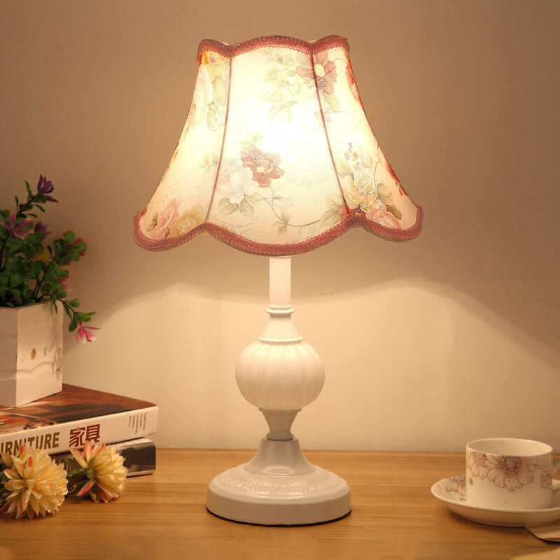 Desk Lamp with Fabric Shade & Metal Base 16.5 Inches High for Bedroom Nightstand Reading Study Room Office Workspace E26 Socket Gold White A