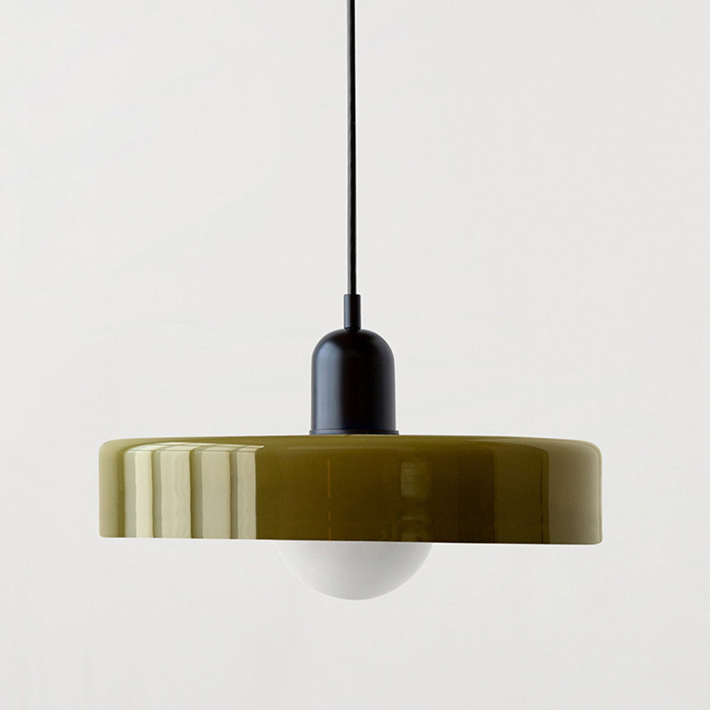 Handcrafted Art Glass Dome Pendant Light, Adjustable Modern Hanging Fixture for Dining Room Kitchen Island Living Room