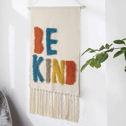 Handwoven Geometric Wall Hanging Tapestry with Tassel Fringe for Living Room, Bedroom & Boho Home Decor