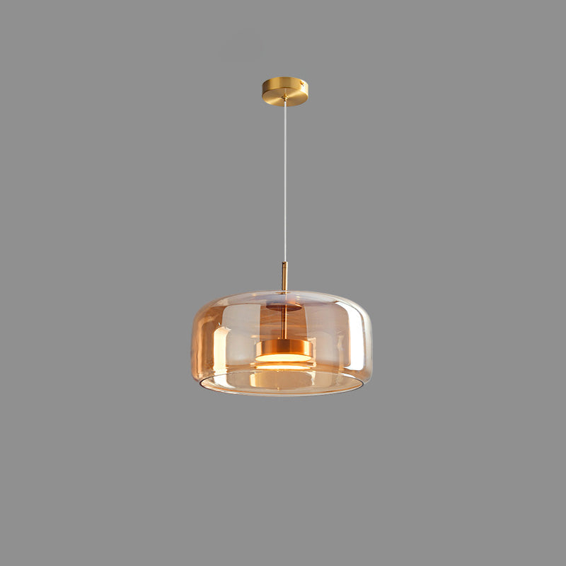 Handcrafted Glass Globe Ceiling Light 15-Inch Smoked Shade Height-Adjustable Fixture for Kitchen Island Dining Room Entryway Table Modern Ho