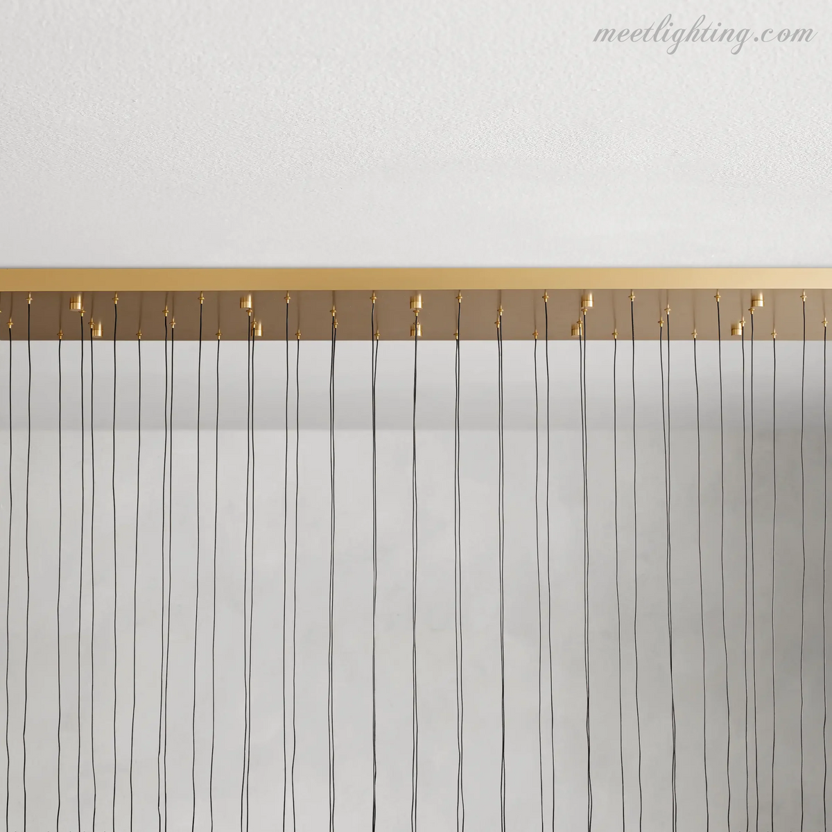 Linear LED Chandelier with Textured Glass Drops – Adjustable Height – Brass Bronze Nickel – 37 to 120 Inch – Dining Room Kitchen Island