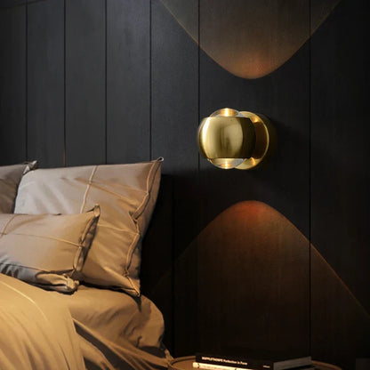 Contemporary Copper LED Wall Sconce Up Down Light for Entryway Hallway Bedroom Bathroom Gold Black Chrome