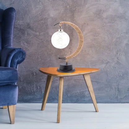Glass Moon Table Lamp with Warm LED Glow – Battery Operated Crescent Accent Light for Bedroom, Living Room & Nightstand