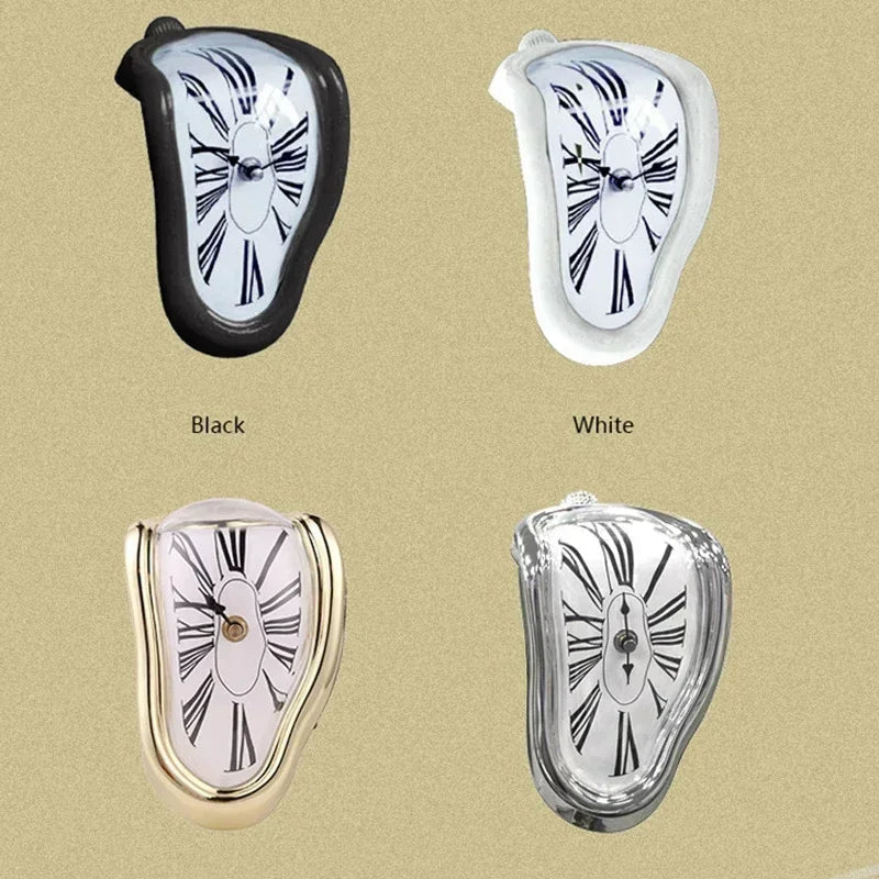 Flowing Timepiece Aluminum Quartz Roman Numeral Display 7 x 5 x 6 Inches Silver Statement Clock for Desktop Mantel Shelf Surrealist Home Off