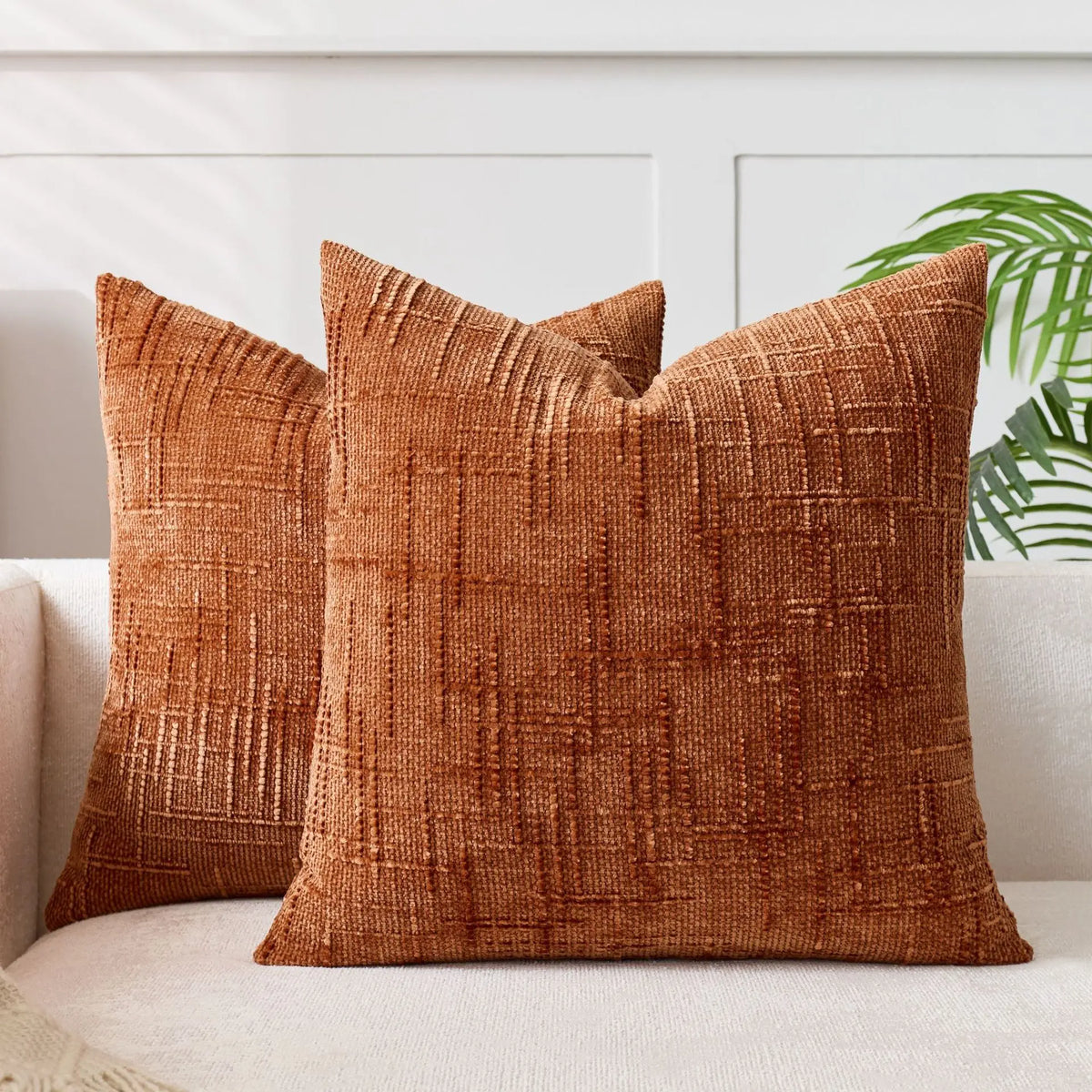 Plush Chenille Pillow Case 18 in Textured Bamboo Relief Pattern for Sofa Bed Living Room Bedroom Accent Home Décor Throw Cushion Slipcover