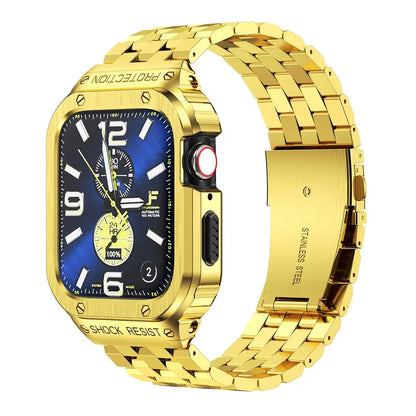 Hardened Steel Wristband & Screen-Guard Housing for 49mm Apple Watch Ultra 1–4 – Precision-Fit Metal Armor System