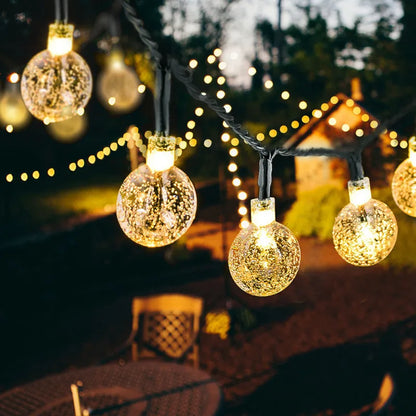 Outdoor LED String Lights Solar Powered Waterproof Decorative Yard Lighting 30 ft for Patio Garden Deck Backyard Pathway Landscape Accent