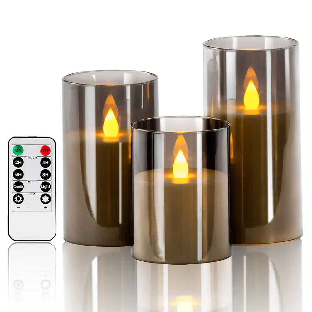 Flameless LED Candles with Flickering Light Effect, Remote Control Battery Operated Pillar Candles for Home Decor, Living Room, Bedroom