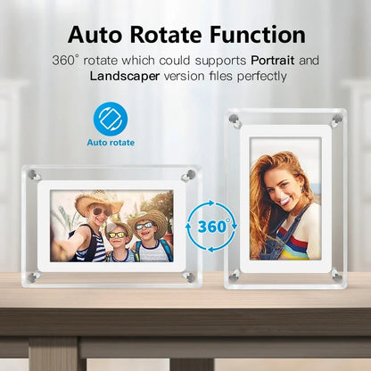 5-Inch IPS Digital Picture Frame with Rechargeable Battery | Tabletop Photo & Video Display for Desk & Home | HD Media Player with USB &